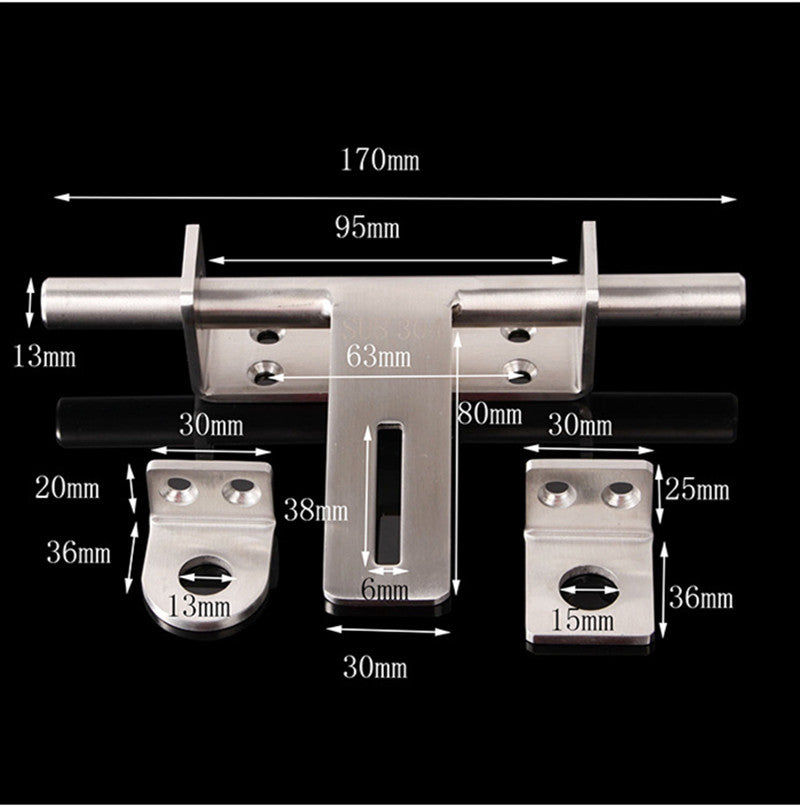 Sliding Bolt Gate Latch Door Thickened 304 Stainless Steel Barrel Bolt Door Latch Door Hasp with Padlock Hole