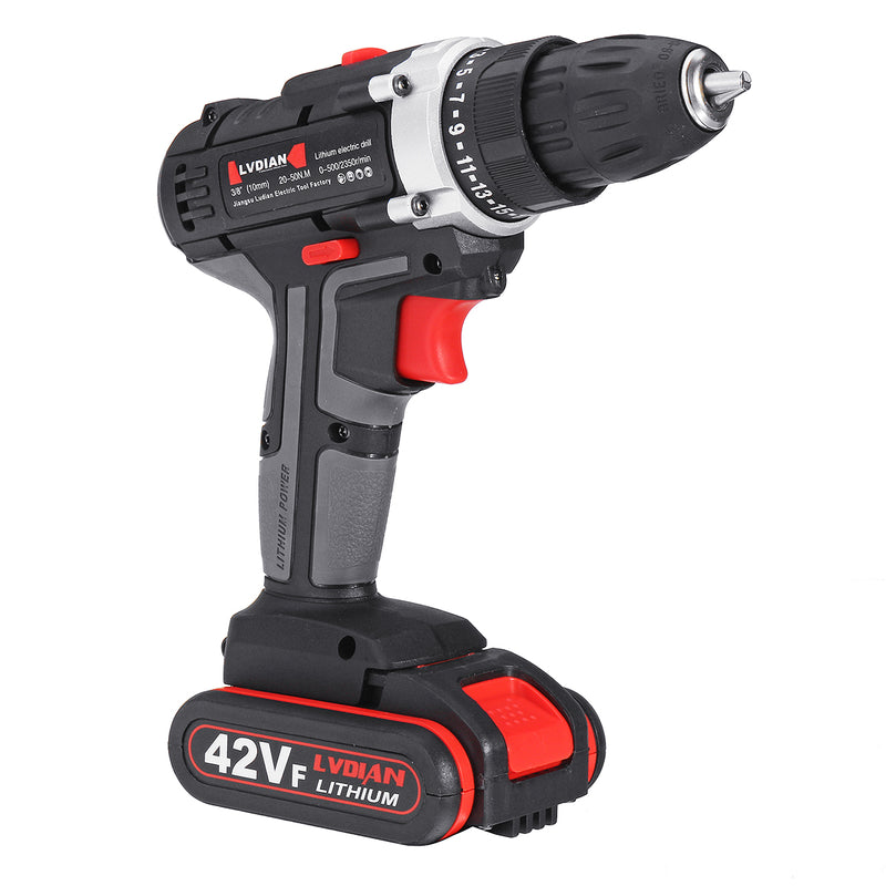 42V Li-Ion Battery Cordless Electric Impact Drill Driver Screwdriver LED Light