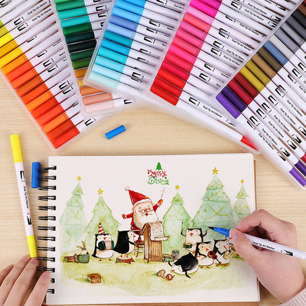 D93162 1 Piece 12/24/36/4872/100 Colors Marker Pens Set Double-headed Colored Marker Pen Hand Painting Artist Pens Gifts for Kids Childrens