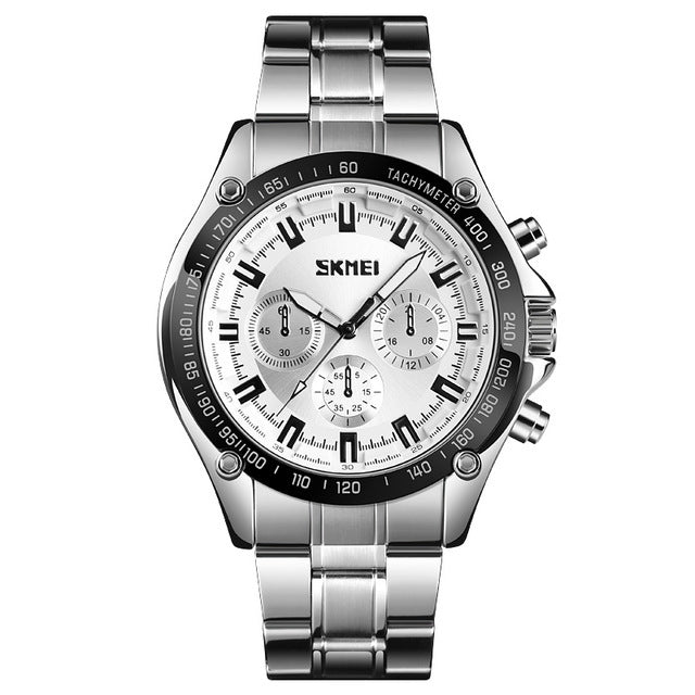 SKMEI 1366 Business Stainless Steel Waterproof Analog Quartz Watch Men Wristwatch