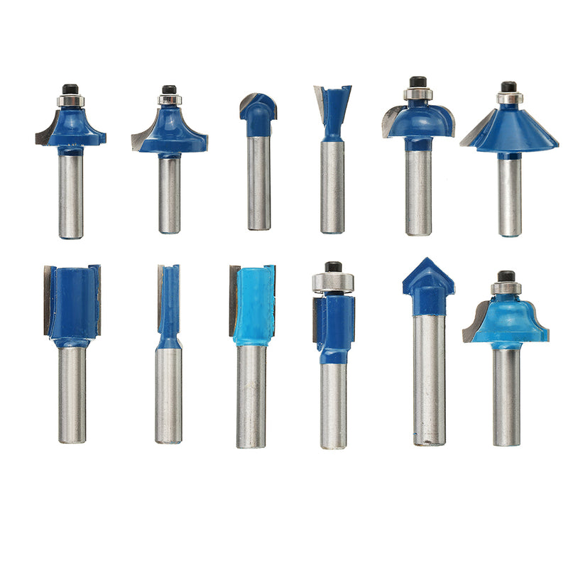 12Pcs/Set 8mm Shank Router Bit Woodworking Trimming Cutting Milling Cutter