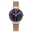 SINOBI 9793 Star Crystal Luxury Petal Shape Cutting Dial Women Full Steel Fashion Quartz Watch