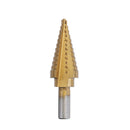 Drillpro 5Pcs Titanium Plating 1/8-1-3/8 Inch Step Drill Bit Set Hole Puncher for Metal Wood Steel