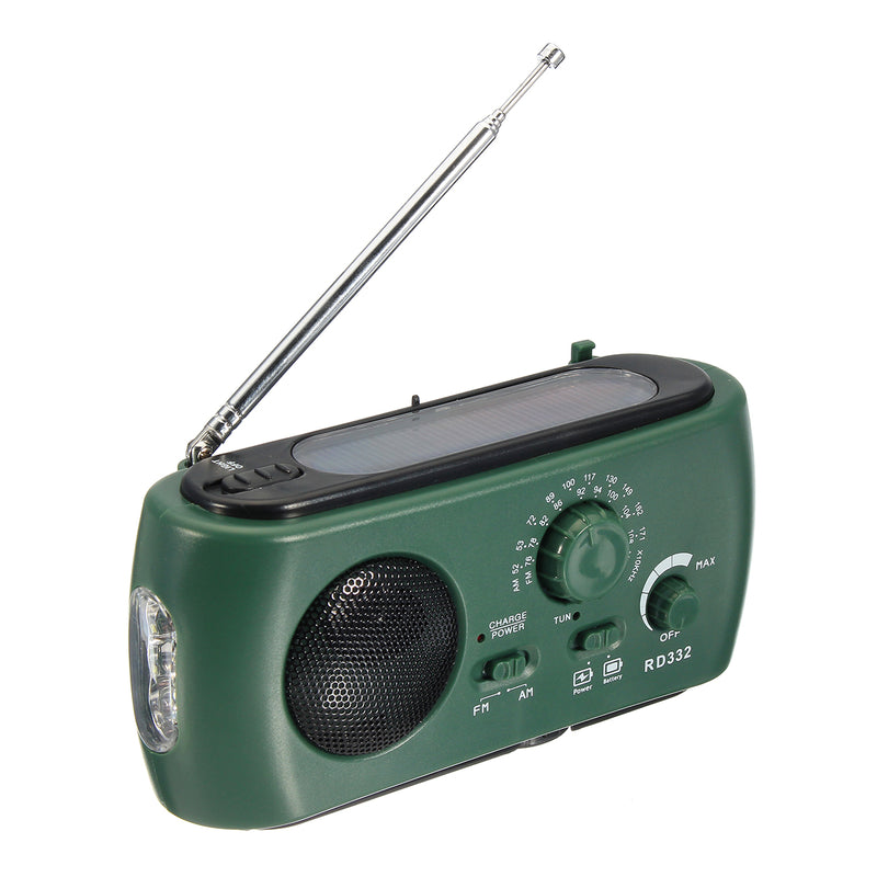 Dynamo Generator FM/AM Solar Crank Powered Radio With Flashlight Phone Charger