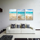 Miico Hand Painted Three Combination Decorative Paintings Beach Shell Wall Art For Home Decoration