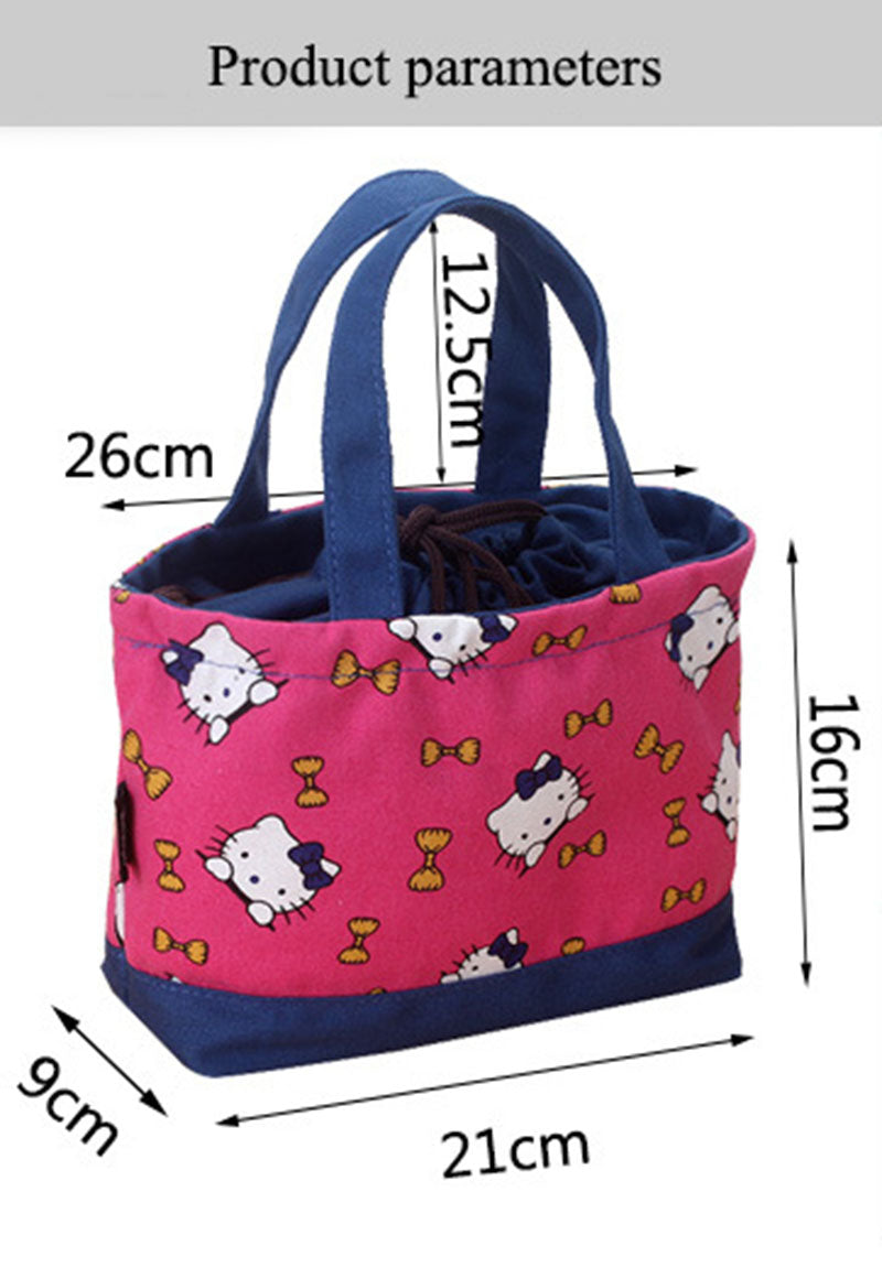 New Portable Canvas Lunch Bag Thermal Insulated Snack Lunch Box Carry Tote Storage Bag Travel Picnic