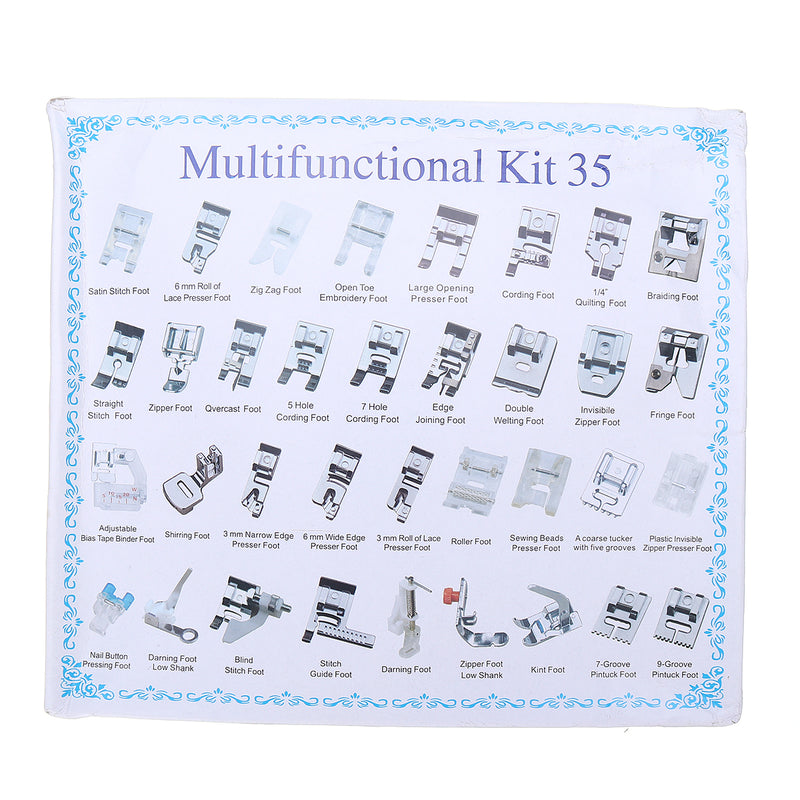 35/52Pcs Domestic Sewing Machine Presser Foot Feet Set Multi Function Kit