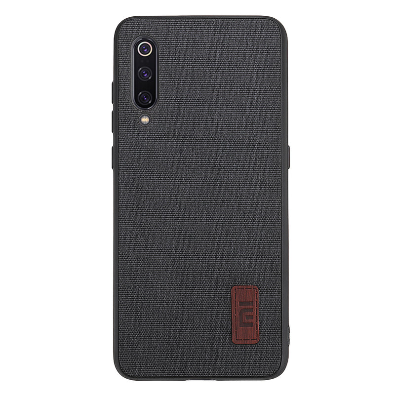 Bakeey Fabric Splice Soft Edge Protective Case+Tempered Glass Screen Protector +Lens Protector For Xiaomi Mi 9 / Mi 9 Transparent Edition-Black