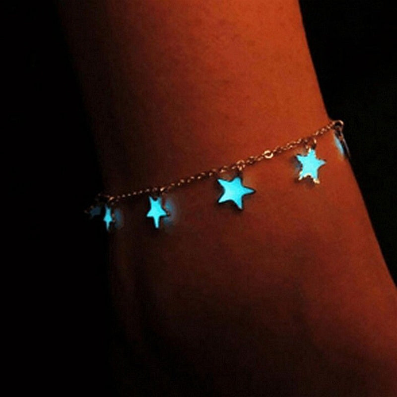Trendy Luminous Blue Star Anklet Foot Chain Barefoot Sandal Beach Jewelry Bracelet Gift for Women