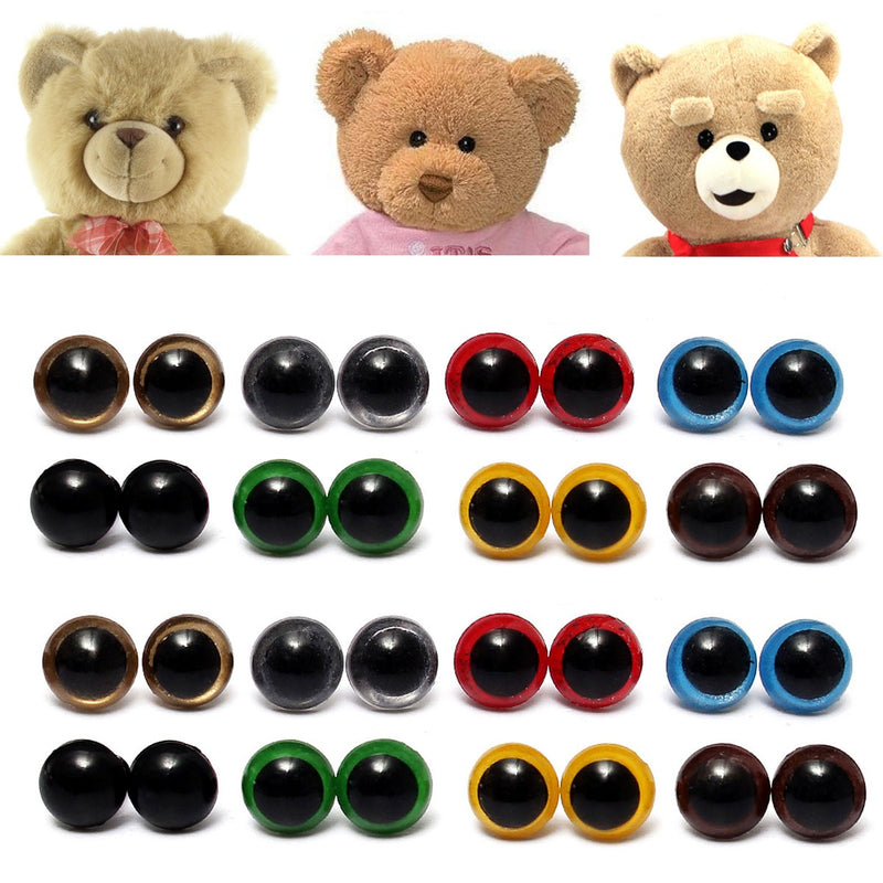 80Pcs 12mm 8Colors Plastic Safety Eyes Washers Kids Teddy Bear Doll Animal Toys Handmade Craft Tool