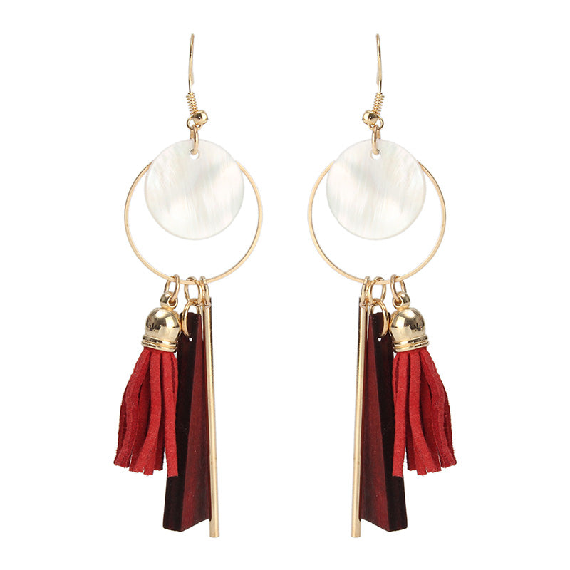 Trendy Tassels Wood Shell Ear Drop Elegant Earrings