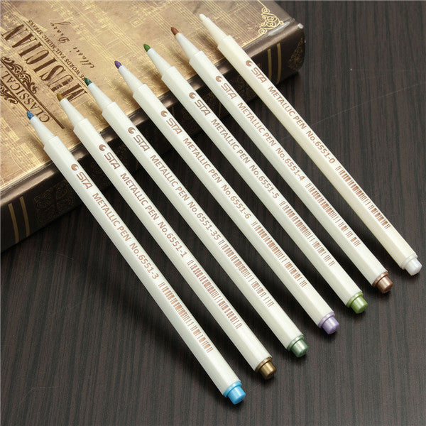 Fluorescent Color Marker Metallic Felt Tip Ink Pens Card Making Craft Scrapbook