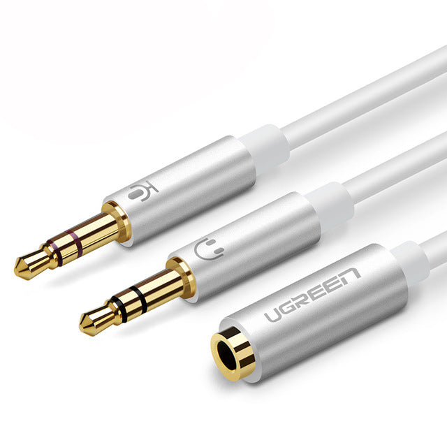 Ugreen Headphone Splitter 3.5mm Female to 2 Male Mic Audio Cable Splitter Cable Headset for PC