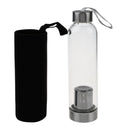 Glass Sport Water Bottle with Tea Filter Infuser Protective Bag 550ml Black D8R7