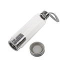 Glass Sport Water Bottle with Tea Filter Infuser Protective Bag 550ml Black D8R7