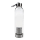 Glass Sport Water Bottle with Tea Filter Infuser Protective Bag 550ml Black D8R7