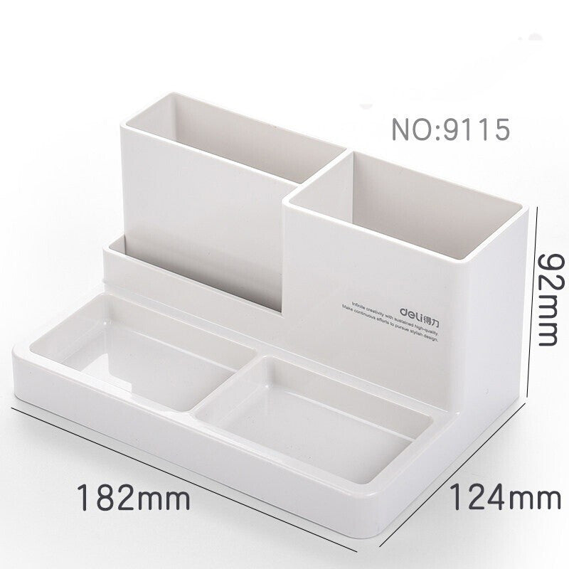 Deli 9115 Pen Pencil Holder Home Office Multifunctional Stationery Cosmetic Makeup Brushes Storage Box