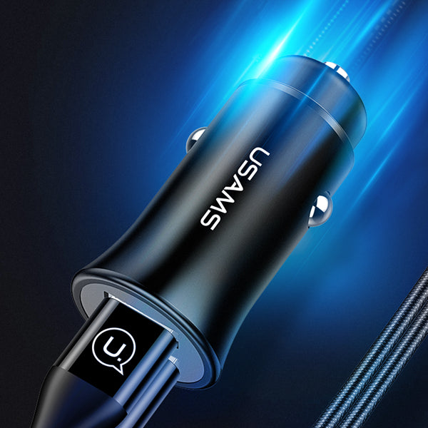 USAMS 3.1A Dual USB Ports Fast Car Charger With LED Light For Smart Phone Tablet Camera MP4