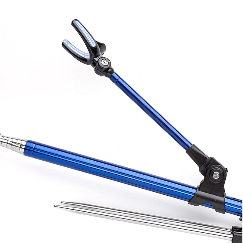 GW 1.9m/2.1m/2.3m Stainless Steel+Rubber+Silica Gel Fishing Bracket Outdoor Portable Retractable Fishing Holder Fishing Chair Accessories -Blue