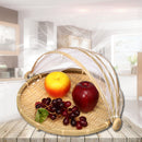 Bamboo Bread Basket Storage Display Basket Cover Net Dustproof Dishes Fruit Tray
