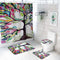 Tree Pattern Prints Bathroom Shower Curtain Non Slip Toilet Lid Cover Rugs Mat