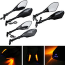 Pair 10mm/8mm Motorcycle LED Mirrors Turn Signal Integrated Indicator Light Rearview