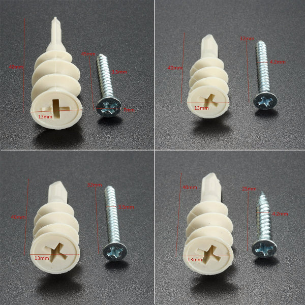 10Pcs Nylon Plate Board Cavity Wall Plug Fixing Speed A Anchor With Screws