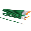 12 pcs. Assorted Size Artist Painting Flat Brush Set (Green)