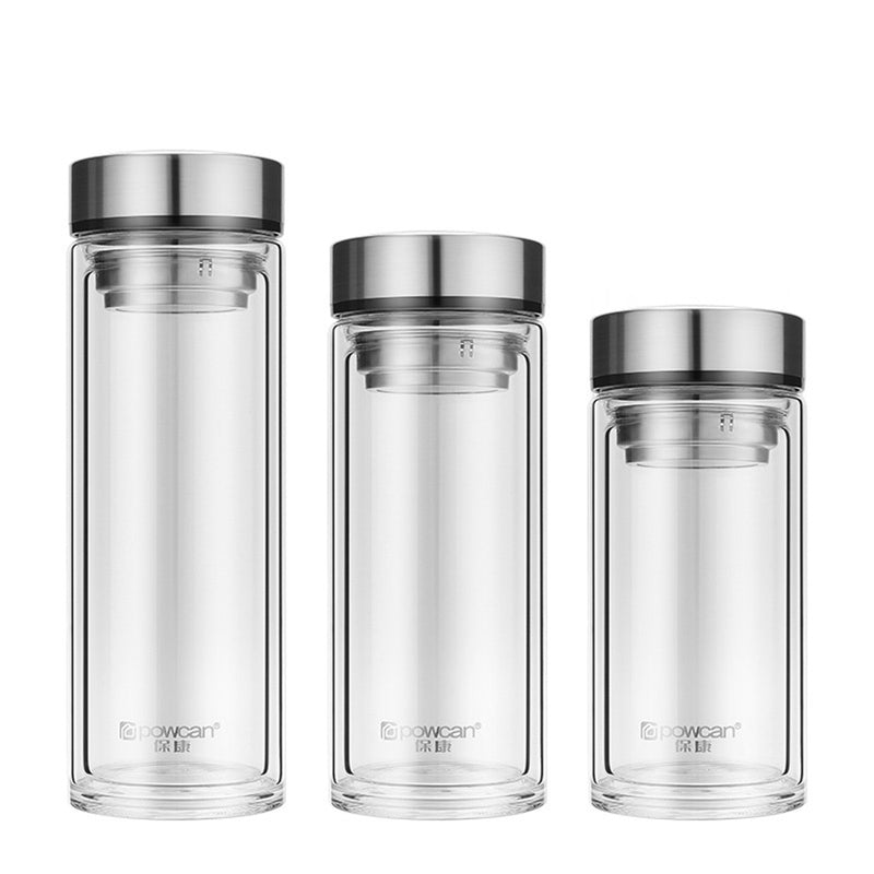 500/800/1000ML Portable Large Glass Water Bottle Double Walled Travel School Mug