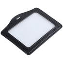 Faux Leather Horizontal Name Tag ID Work Badge Card Holder 10pcs Black R5H7