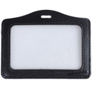Faux Leather Horizontal Name Tag ID Work Badge Card Holder 10pcs Black R9L2