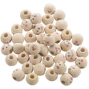 Wooden Round Smile Face Loose Beads 10mm (Pack of Approx. 40pcs) B7F2