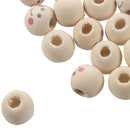 Wooden Round Smile Face Loose Beads 10mm (Pack of Approx. 40pcs) B7F2