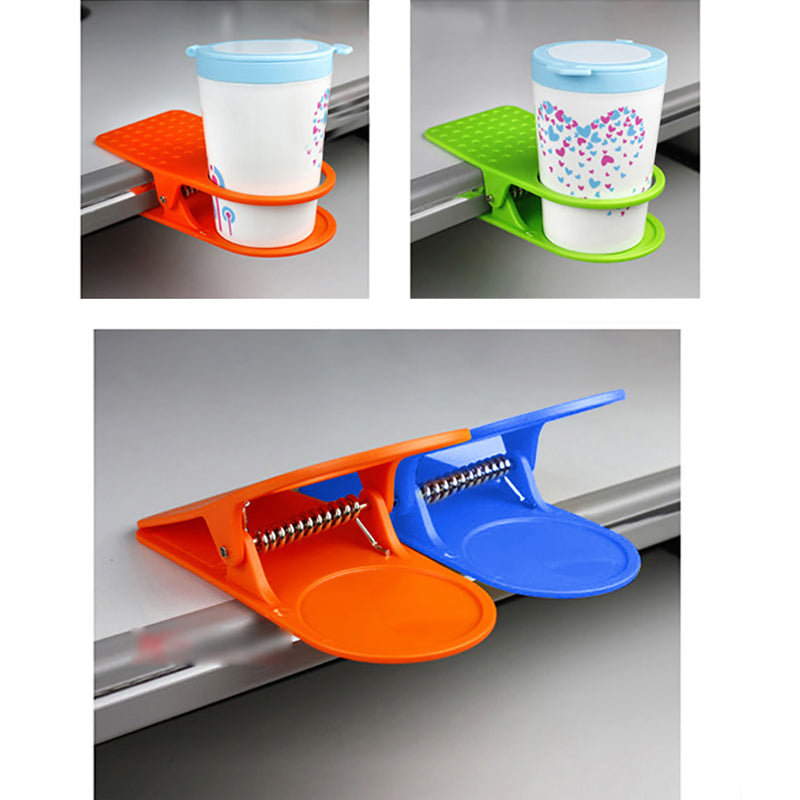 Honana Creative Home Office Desk Side Table Clip Design Coffee Mug Water Bottle Cup Holder Cup Tray