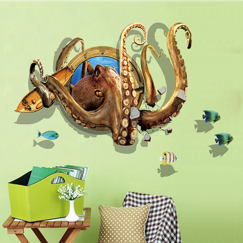 Miico Creative 3D Sea Animals Octopus Frame PVC Removable Home Room Decorative Decor Sticker