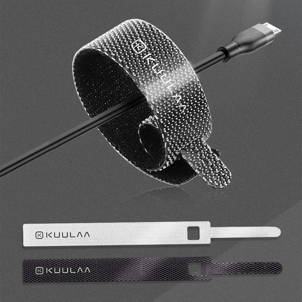 KUULAA Strong Adhesion Nylon Cable Management Winder Wire Organizer Mouse Cord Protector Power Wire Earphone Line Management