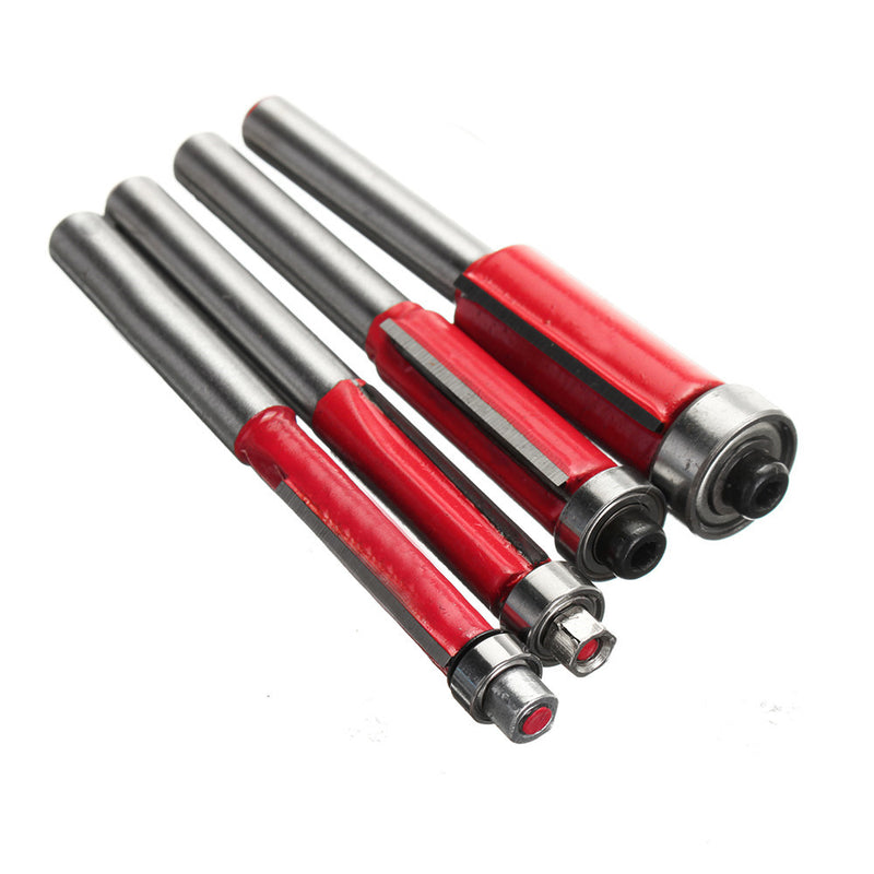 1/4 Inch Shank End Bearing Dual Flutes Trim Cutter Router Bit for Woodworking