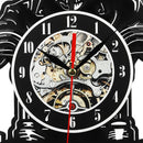 Motorcycles Skull Vinyl Record Wall Clock With LED Illumination Motorbike Biker Skull Wall Hanging Decorative Lighting