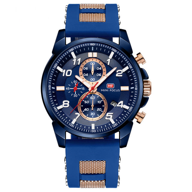 MINI FOCUS MF0268G Multi-function Chronograph Luminous Military Sports Men Watch Quartz Watch