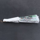 Hollow Out Rib Peony Print Lace Trim Folding Fabric Hand Fan Colored