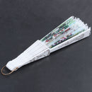 Hollow Out Rib Peony Print Lace Trim Folding Fabric Hand Fan Colored