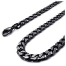 Wide Chain Mens Necklace, Stainless Steel Curb Chain Necklace, Black - Widt X1G1