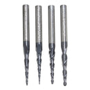 4pcs R0.25/R0.5/R0.75/R1.0mm 2 Flute Carbide Tapered End Mill Ball Nose Cutting Tool