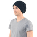 Mens Slouchy Long Beanie Knit Cap for Summer Winter Oversize black
