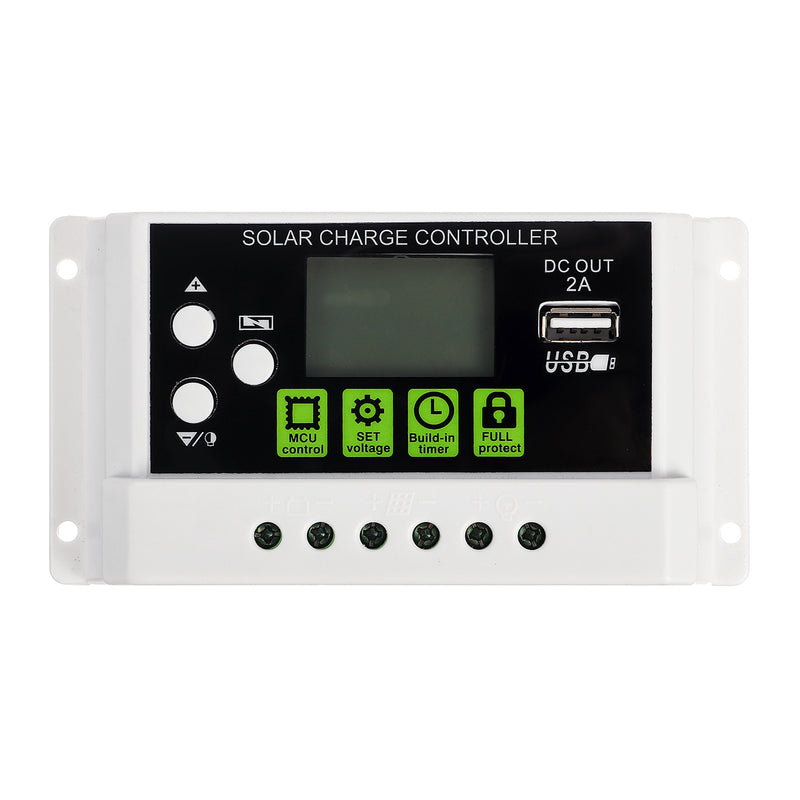 20A 12V/24V LCD Display PWM Solar Panel Charging Controller Li-ion &  Lead Acid Battery Compatible USB DC Backlight Display