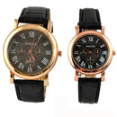 Wecin 9003 PU Leather Roman Number Band Analog Quartz Couples Watch
