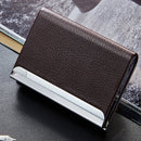 IPRee Aluminum Alloy Metal Card Holder PU Leather Credit Card Case ID Card Storage Box