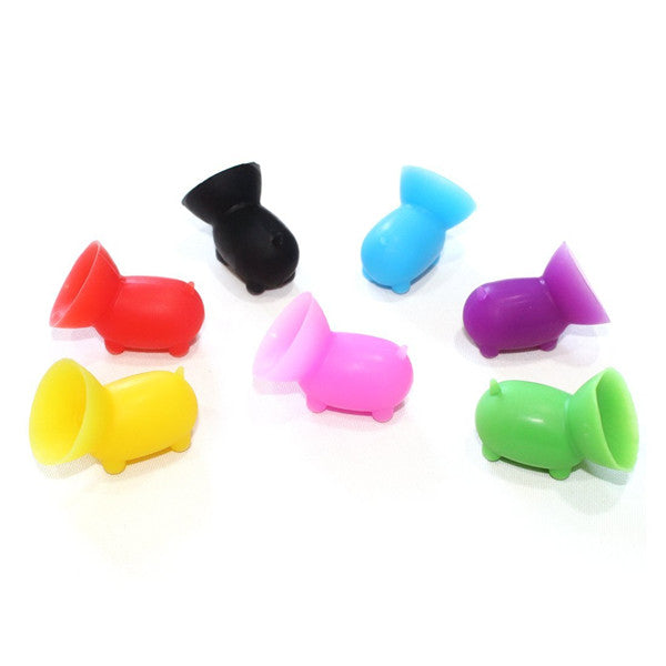 Mini Silicone Cute Pig Shape Sucker Phone Stand Mobile Phone Rubber Holder for Phone Tablet