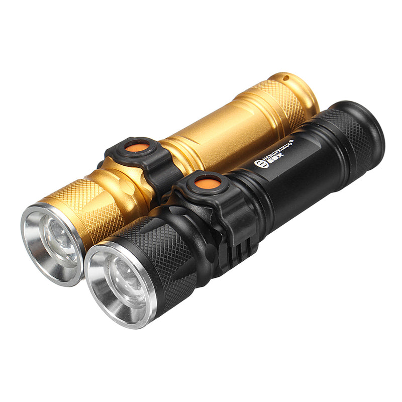 T6 USB Rechargeable LED Flashlight 10X Telescopic zoom Power Work Spot Light Lamp