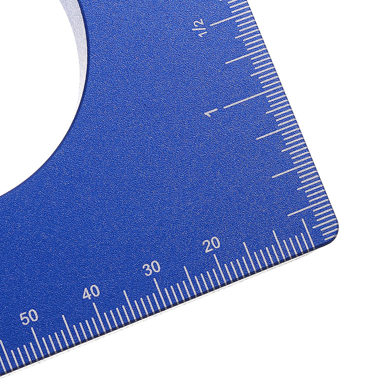 Blue Aluminum Alloy  90 Degrees Height Ruler Metric Inch Woodworking Triangular Ruler